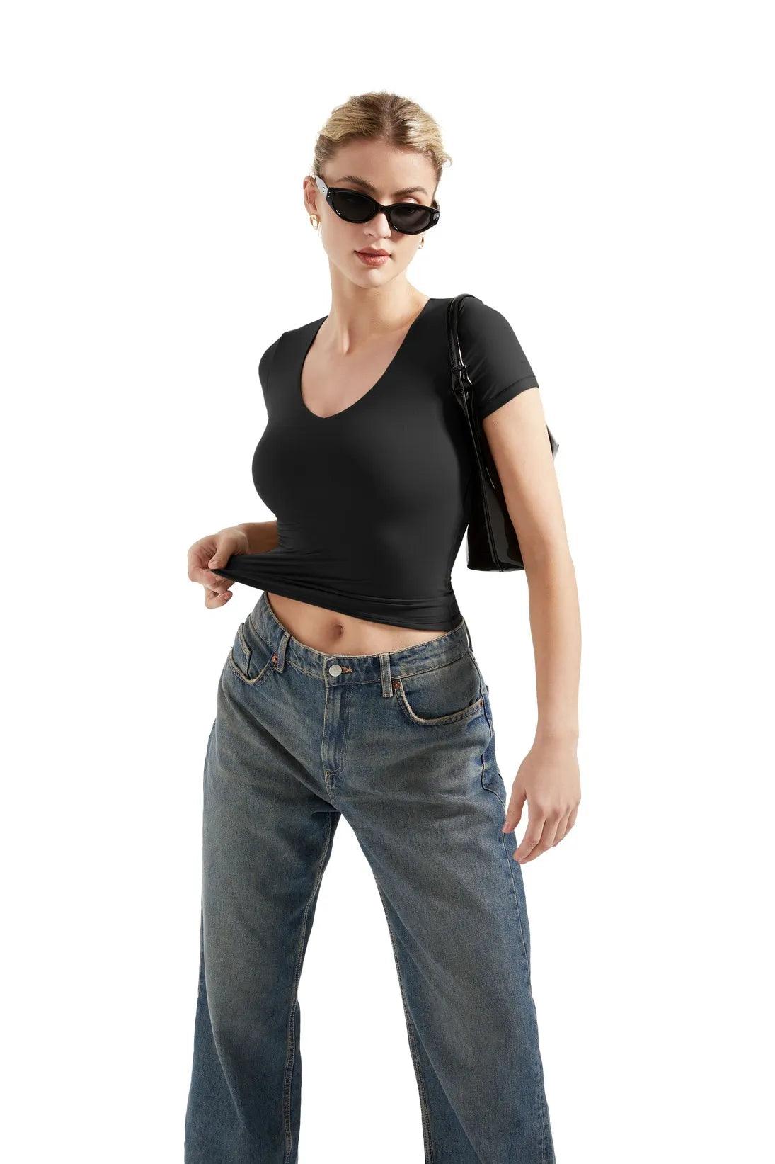 Buttery Soft V Neck Shirt - Short Sleeve-Clothing-SUUKSESS-SUUKSESS