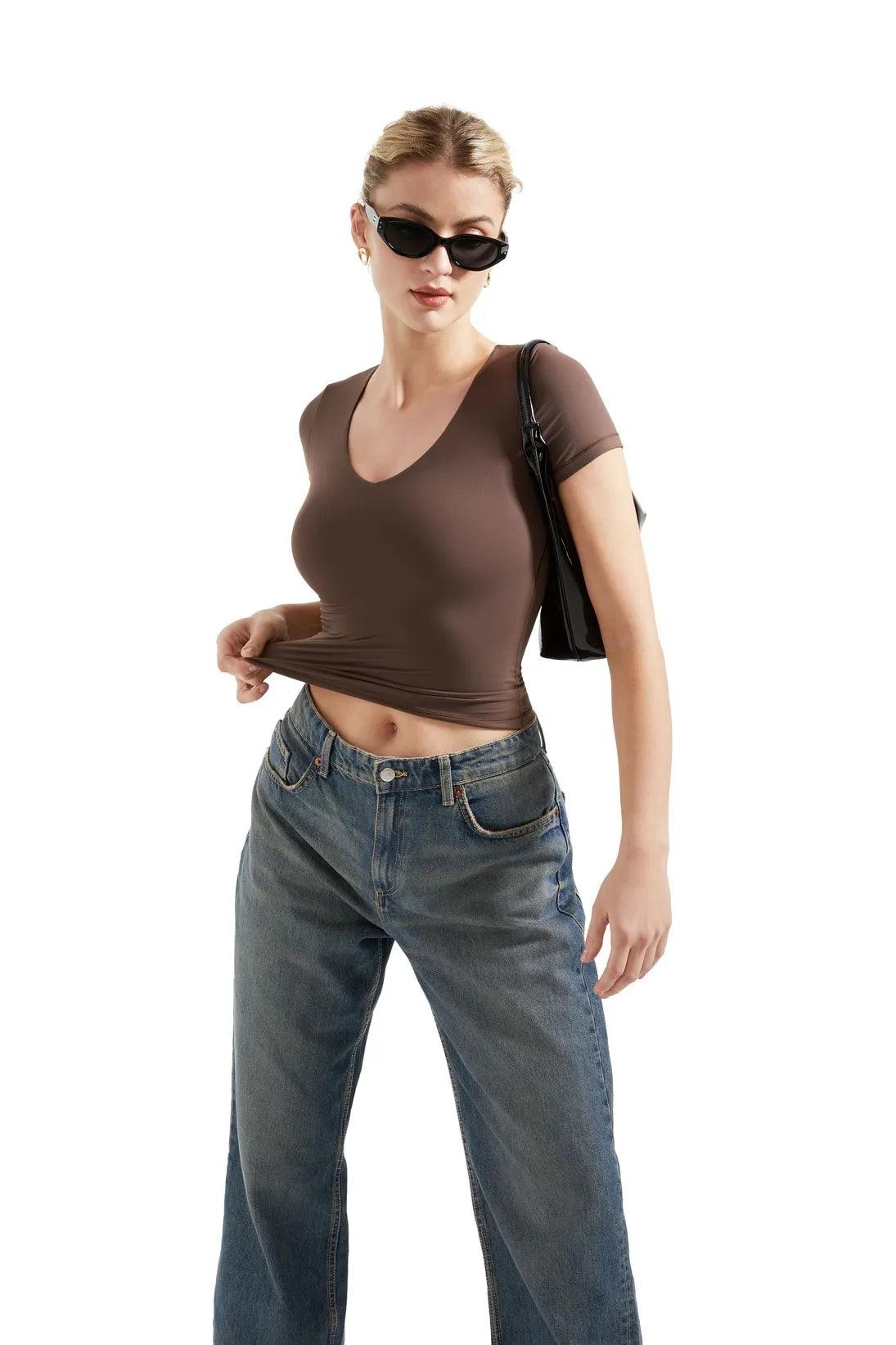 Buttery Soft V Neck Shirt - Short Sleeve-Clothing-SUUKSESS-SUUKSESS