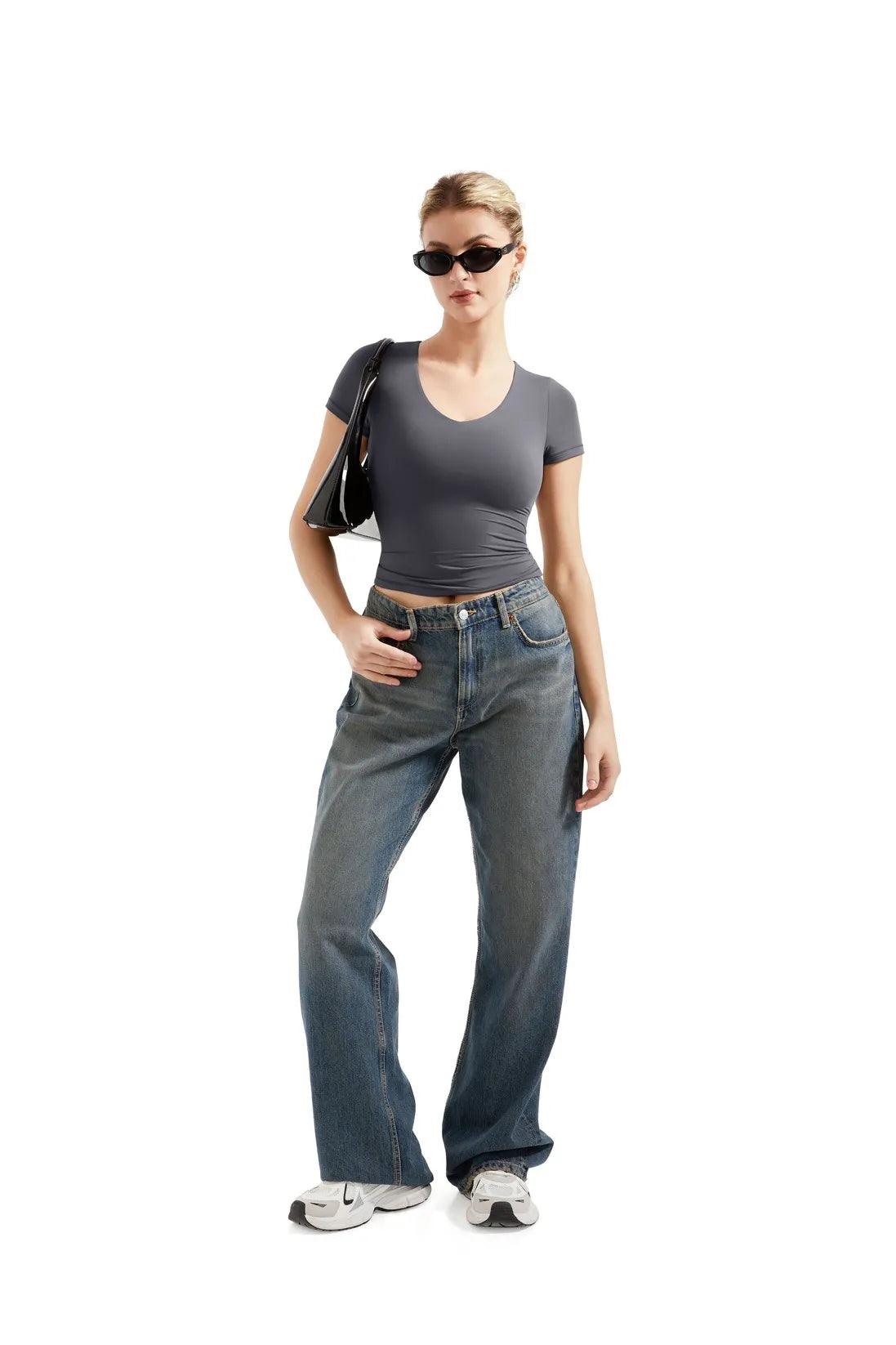 Buttery Soft V Neck Shirt - Short Sleeve-Clothing-SUUKSESS-SUUKSESS