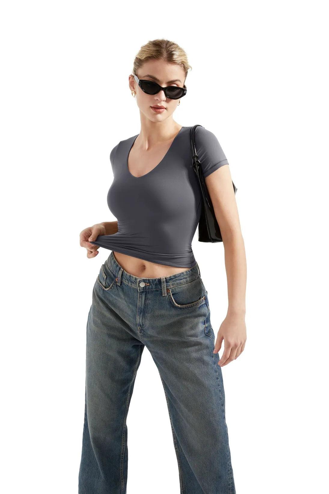 Buttery Soft V Neck Shirt - Short Sleeve-Clothing-SUUKSESS-SUUKSESS