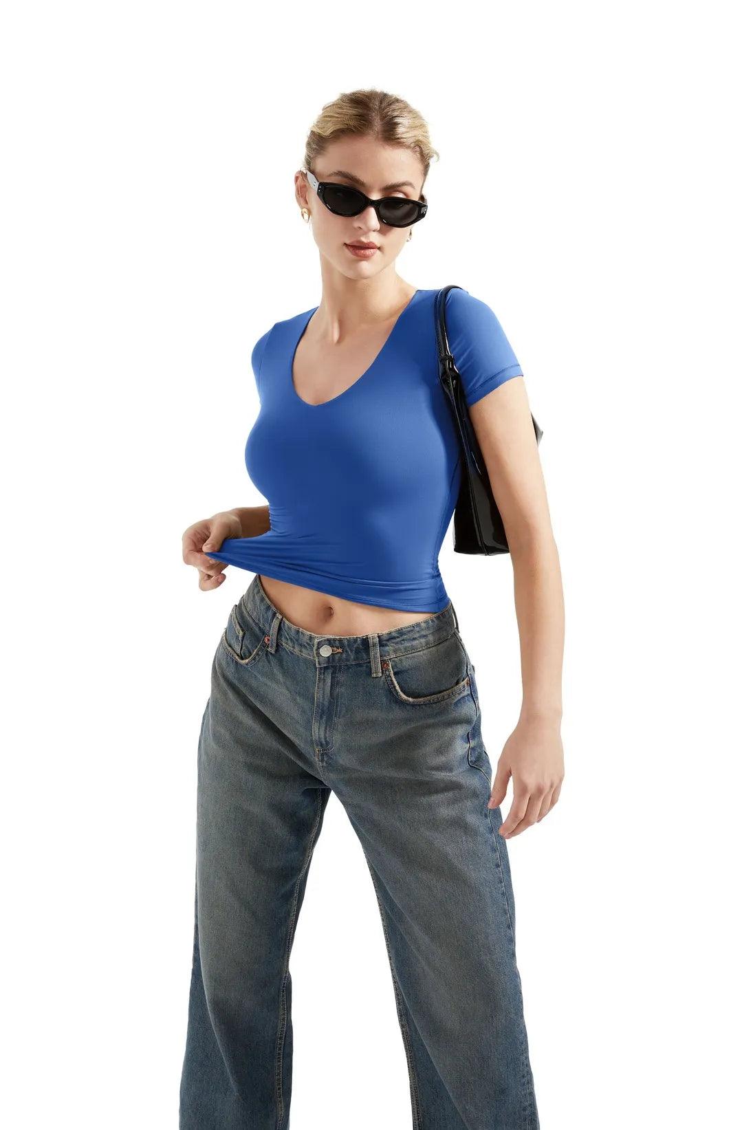 Buttery Soft V Neck Shirt - Short Sleeve-Clothing-SUUKSESS-SUUKSESS