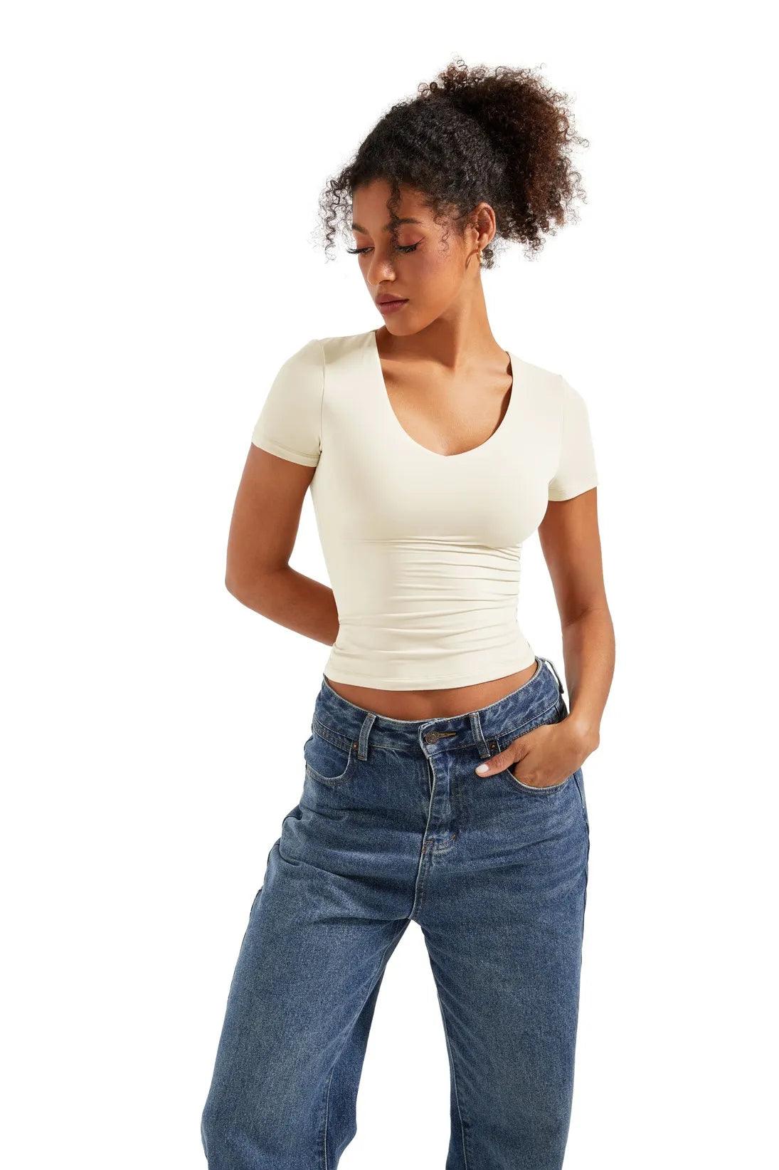 Buttery Soft V Neck Shirt - Short Sleeve-Clothing-SUUKSESS-SUUKSESS