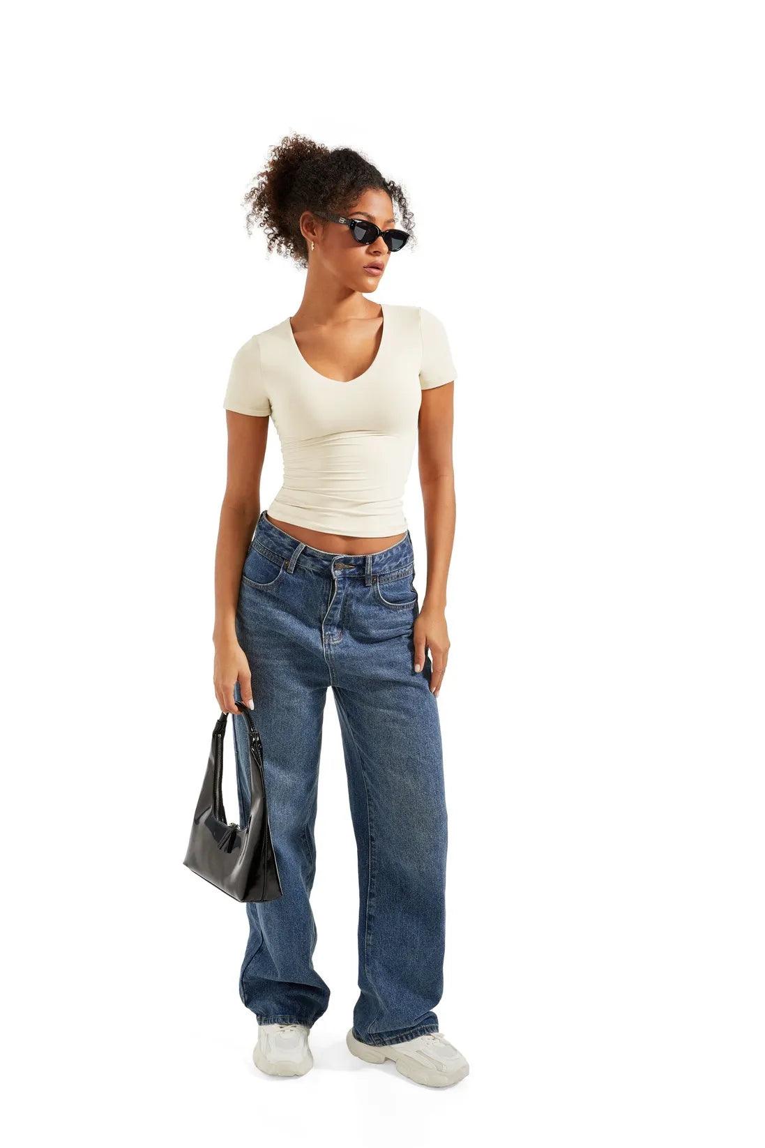 Buttery Soft V Neck Shirt - Short Sleeve-Clothing-SUUKSESS-SUUKSESS