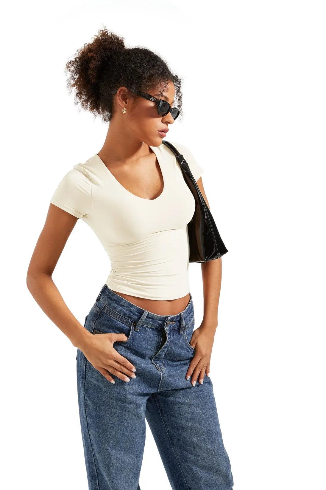 Buttery Soft V Neck Shirt - Short Sleeve-Clothing-SUUKSESS-SUUKSESS