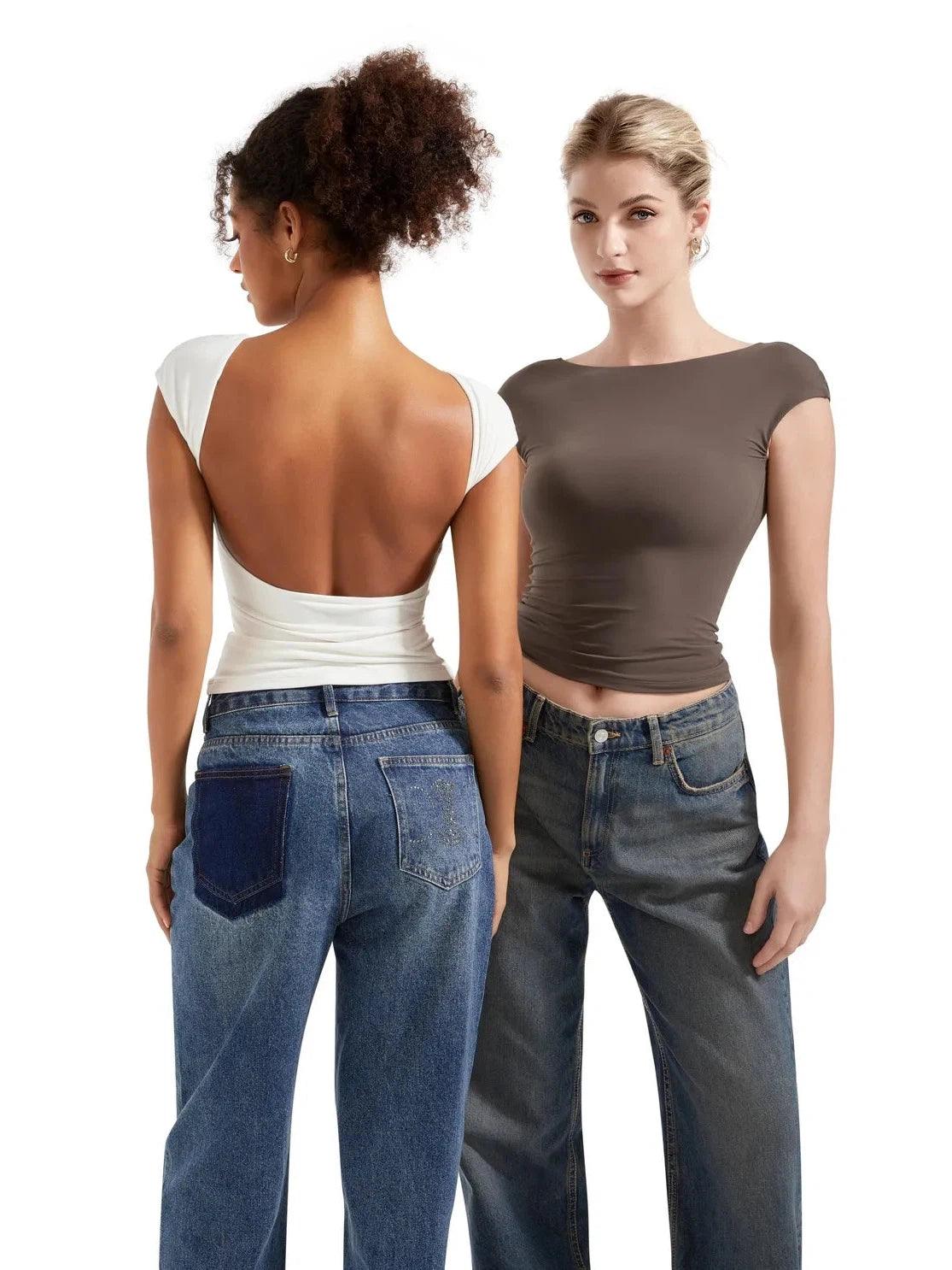 Buttery Soft Backless Shirt-Clothing-SUUKSESS-Brown-XS-SUUKSESS