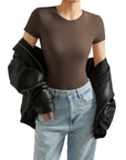 Buttery Soft Crew Neck Bodysuit - Short Sleeve - SUUKSESS