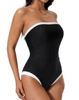 SUUKSESS Women One Piece Tummy Control Swimsuit Strapless Bandeau Bathing Suit-SUUKSESS-SUUKSESS