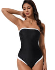 SUUKSESS Women One Piece Tummy Control Swimsuit Strapless Bandeau Bathing Suit-SUUKSESS-SUUKSESS