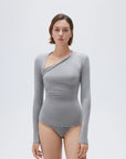 SUUKSESS Modal Cashmere Long Sleeve T Shirts for Women Ultralight Fall Fashion 2025 Trendy Asymmetric Neck Casual Tops-SUUKSESS-Gray-XS-SUUKSESS