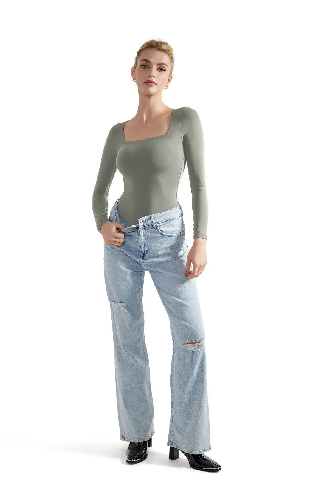 Buttery Soft Square Neck Bodysuit - Long Sleeve - SUUKSESS