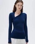 SUUKSESS Modal Cashmere Long Sleeve T Shirts for Women Ultralight Fall Fashion 2025 Trendy Asymmetric Neck Casual Tops-SUUKSESS-SUUKSESS