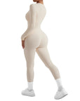 Ribbed Zip-Up Jumpsuit - Long Sleeve - SUUKSESS