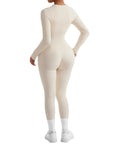 Ribbed Zip-Up Jumpsuit - Long Sleeve - SUUKSESS