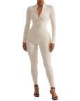 Ribbed Zip-Up Jumpsuit - Long Sleeve - SUUKSESS