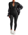 Ribbed Zip-Up Jumpsuit - Long Sleeve - SUUKSESS