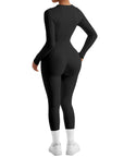 Ribbed Zip-Up Jumpsuit - Long Sleeve - SUUKSESS