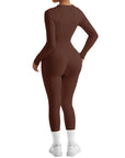 Ribbed Zip-Up Jumpsuit - Long Sleeve - SUUKSESS