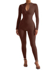 Ribbed Zip-Up Jumpsuit - Long Sleeve - SUUKSESS
