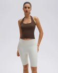 Padded Halter Backless Longline Workout Tank Tops-SUUKSESS-SUUKSESS