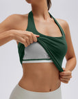 Padded Halter Backless Longline Workout Tank Tops-SUUKSESS-SUUKSESS