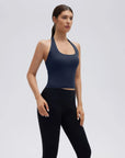 Padded Halter Backless Longline Workout Tank Tops-SUUKSESS-SUUKSESS