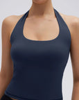 Padded Halter Backless Longline Workout Tank Tops-SUUKSESS-SUUKSESS