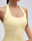 Padded Halter Backless Longline Workout Tank Tops-SUUKSESS-SUUKSESS
