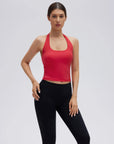 Padded Halter Backless Longline Workout Tank Tops-SUUKSESS-SUUKSESS