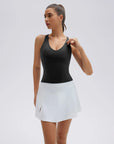 Open Back V Neck Padded Longline Workout Tank Tops-SUUKSESS-Black-XS-SUUKSESS