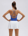 Open Back V Neck Padded Longline Workout Tank Tops-SUUKSESS-SUUKSESS