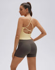 Open Back V Neck Padded Longline Workout Tank Tops-SUUKSESS-SUUKSESS
