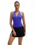 Halter Deep V Neck Wrap Workout Tank Tops-SUUKSESS-SUUKSESS