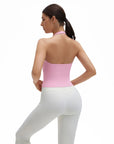 Halter Deep V Neck Wrap Workout Tank Tops-SUUKSESS-SUUKSESS
