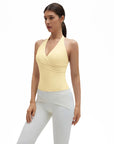Halter Deep V Neck Wrap Workout Tank Tops-SUUKSESS-SUUKSESS
