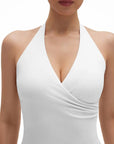 Halter Deep V Neck Wrap Workout Tank Tops-SUUKSESS-SUUKSESS
