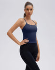Longline Padded Open Back Spaghetti Strap Camisole Tops-SUUKSESS-Navy-XS-SUUKSESS