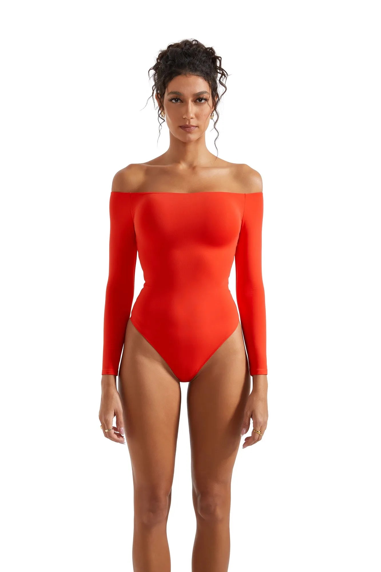 Off the Shoulder Long Sleeve Bodysuit-Clothing-SUUKSESS-Red-S-SUUKSESS