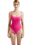 Square Neck Lace Bodysuit Sleeveless Tank Top-Clothing-SUUKSESS-Deep Pink-XS-SUUKSESS