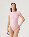 Backless Y2k Double Lined Bodysuit - Short Sleeve-SUUKSESS-Pink-XS-SUUKSESS