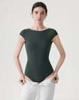 Backless Y2k Double Lined Bodysuit - Short Sleeve-SUUKSESS-SUUKSESS