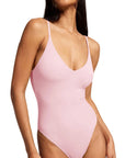 Padded V Neck Thong Bodysuit-SUUKSESS-Pink-XS-SUUKSESS