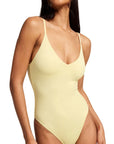 Padded V Neck Thong Bodysuit-SUUKSESS-Yellow-XS-SUUKSESS