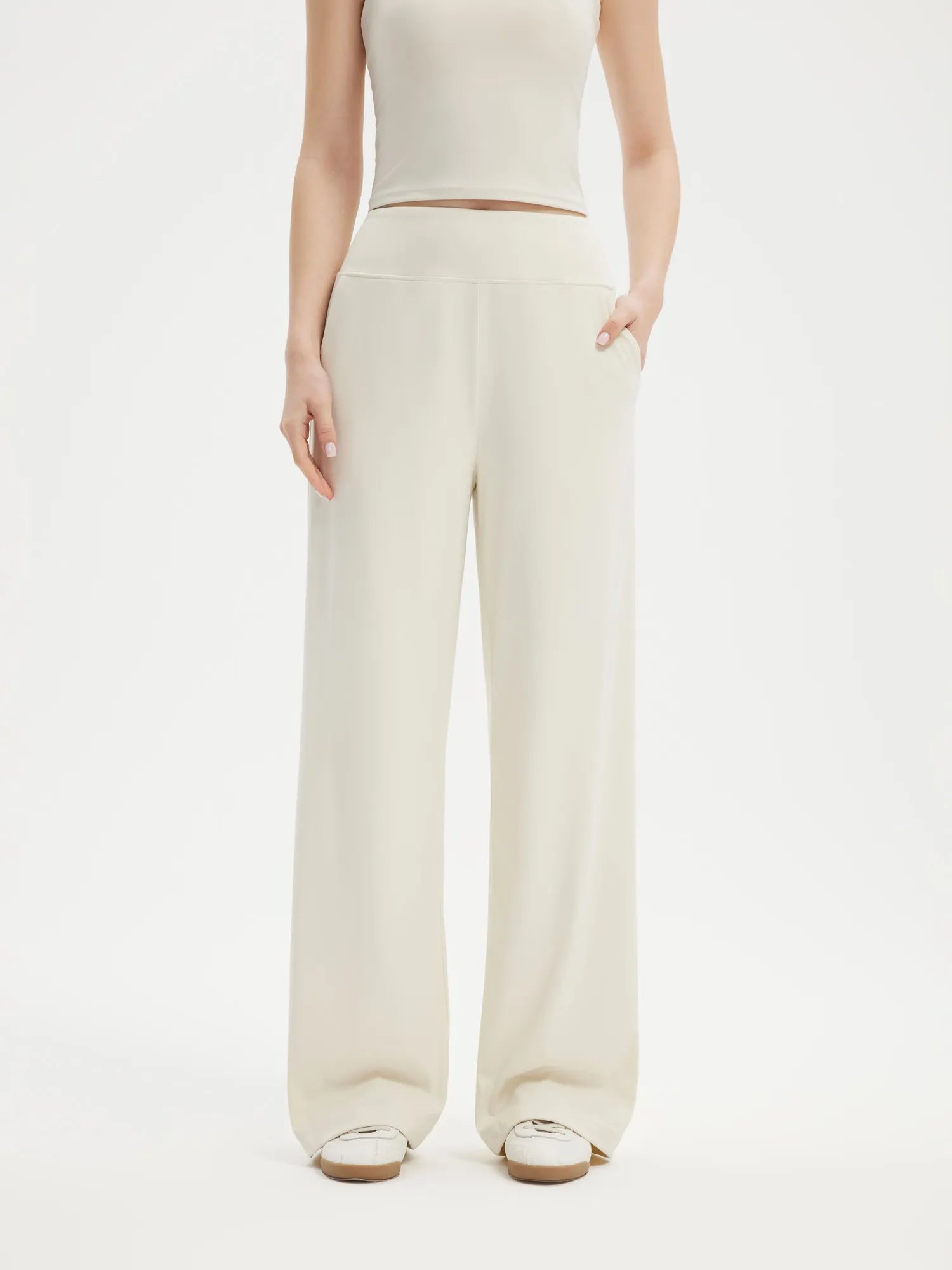 SUUKSESS Women Wide Leg Yoga Pants with Pockets 2025 High Waisted Casual Lounge Work Pant-SUUKSESS-Beige-XS-SUUKSESS