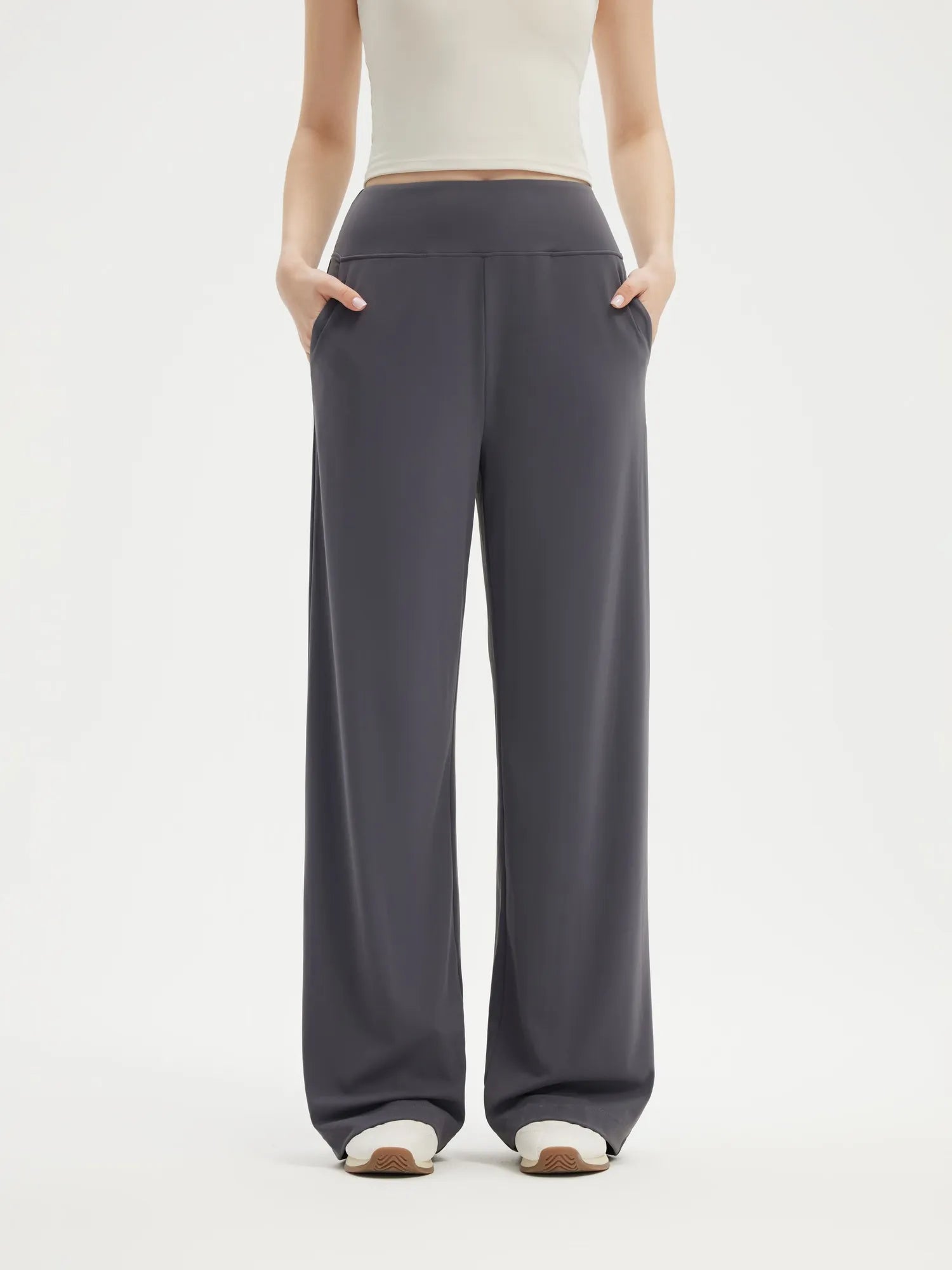 SUUKSESS Women Wide Leg Yoga Pants with Pockets 2025 High Waisted Casual Lounge Work Pant-SUUKSESS-Gray-XS-SUUKSESS