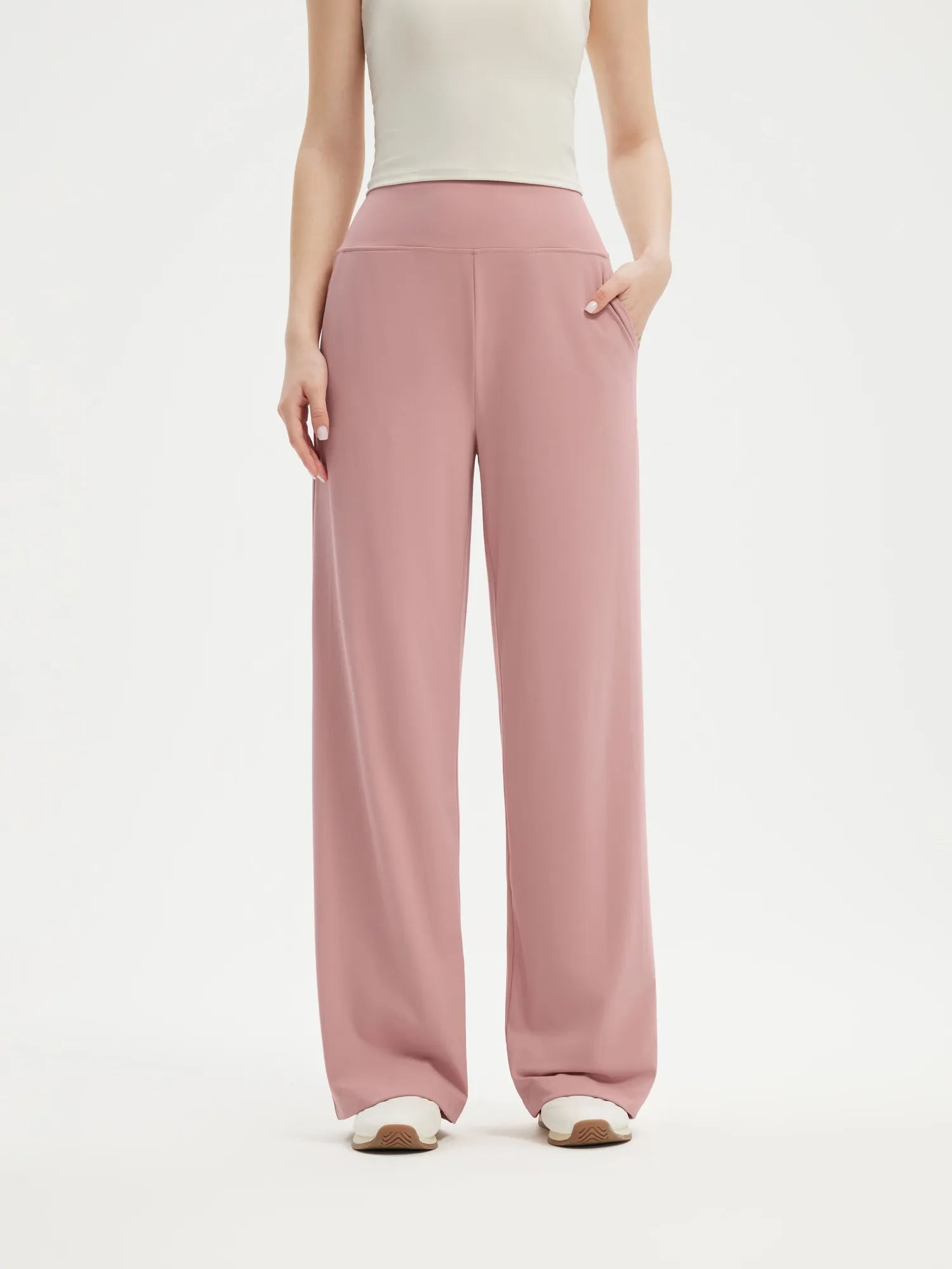 SUUKSESS Women Wide Leg Yoga Pants with Pockets 2025 High Waisted Casual Lounge Work Pant-SUUKSESS-Pink-XS-SUUKSESS