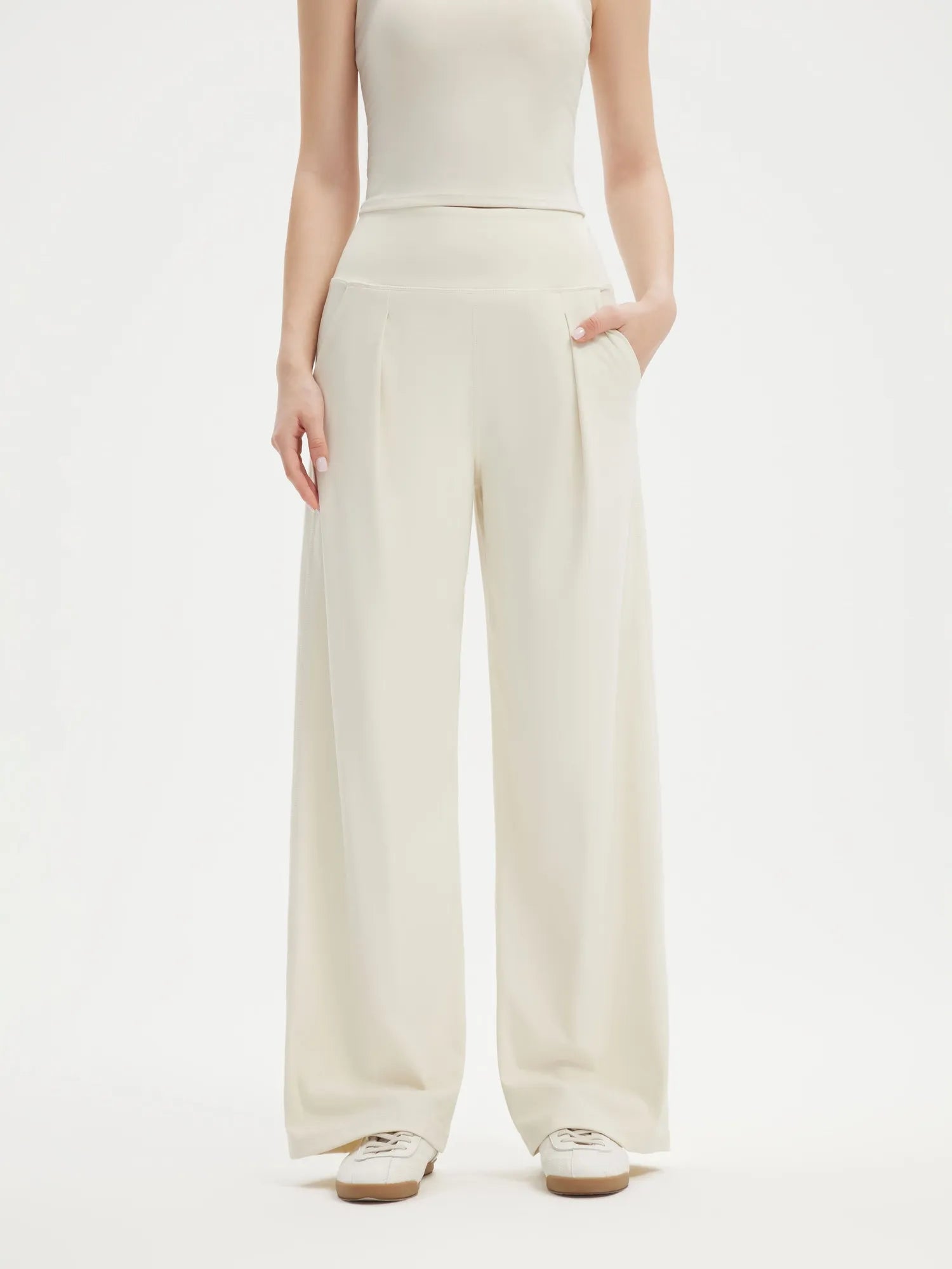 SUUKSESS Women Wide Leg Yoga Pants with Pockets 2025 High Waisted Casual Lounge Palazzo Pant-SUUKSESS-Beige-XS-SUUKSESS