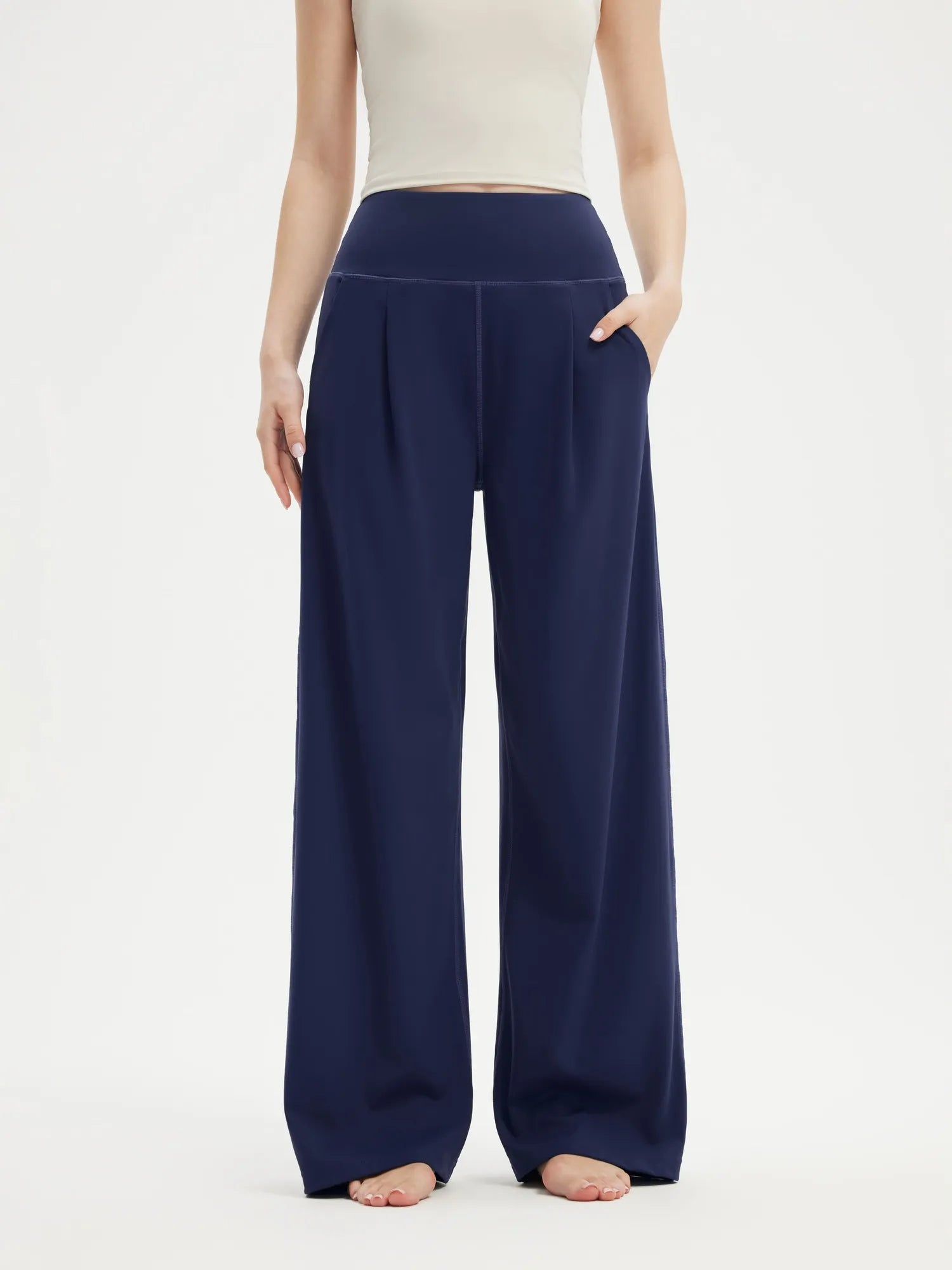 SUUKSESS Women Wide Leg Yoga Pants with Pockets 2025 High Waisted Casual Lounge Palazzo Pant-SUUKSESS-Navy-XS-SUUKSESS
