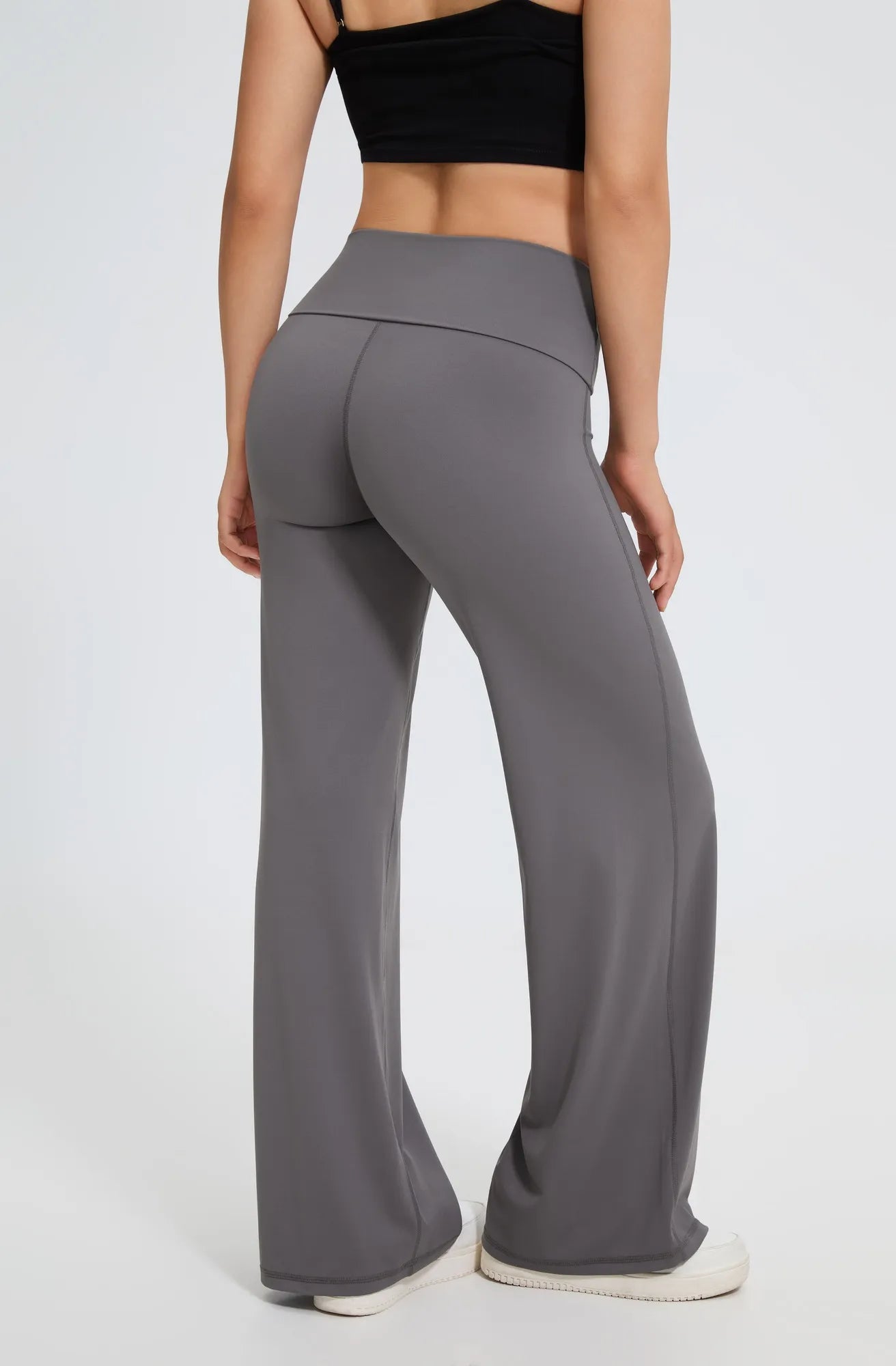 SUUKSESS Women Wide Leg Yoga Pants High Waisted Tummy Control Workout Leggings-SUUKSESS-Light Grey-XS-SUUKSESS