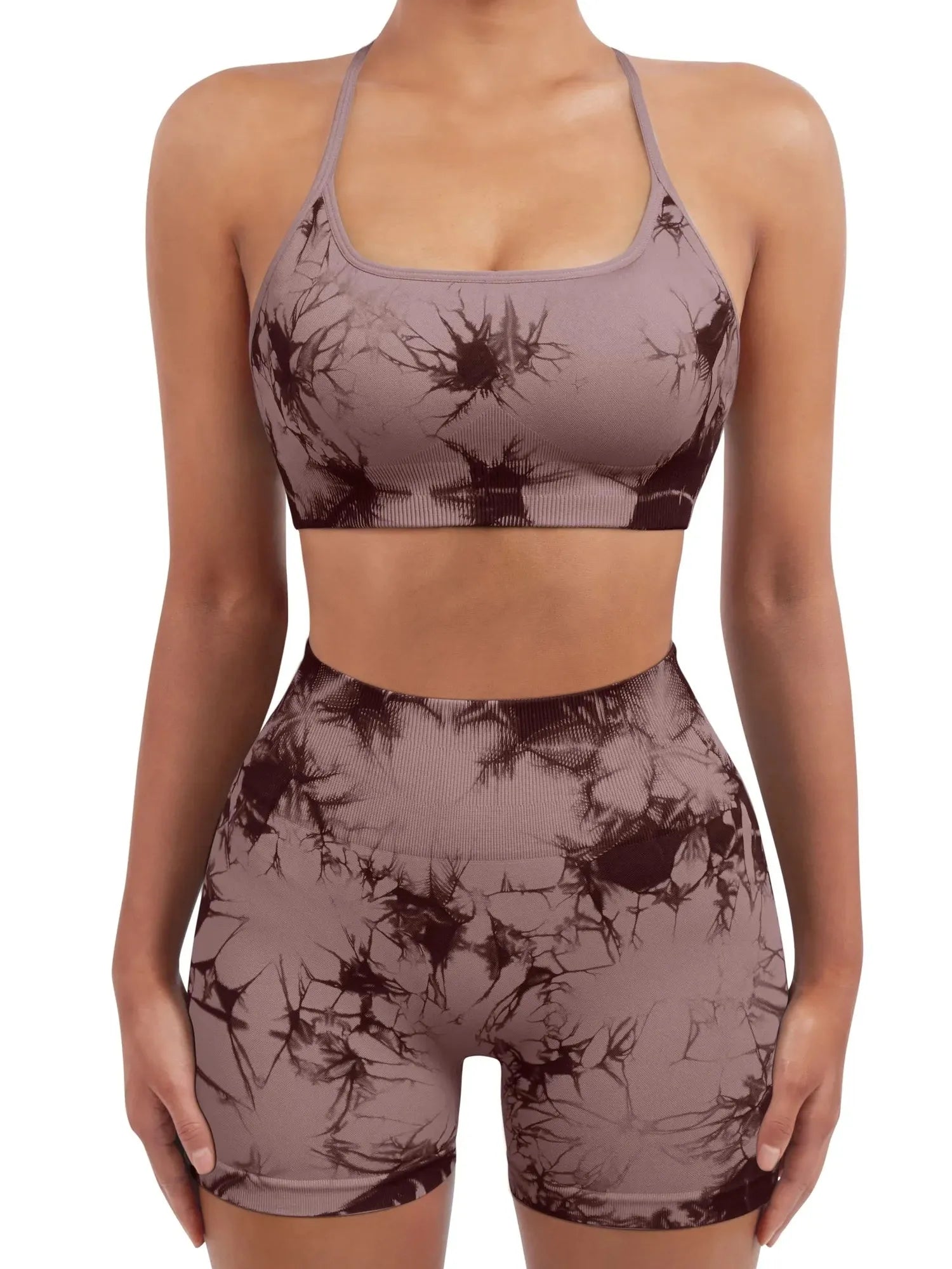 Colorful Seamless Workout Set-SUUKSESS-Wine Red Tie Dye-XS-SUUKSESS