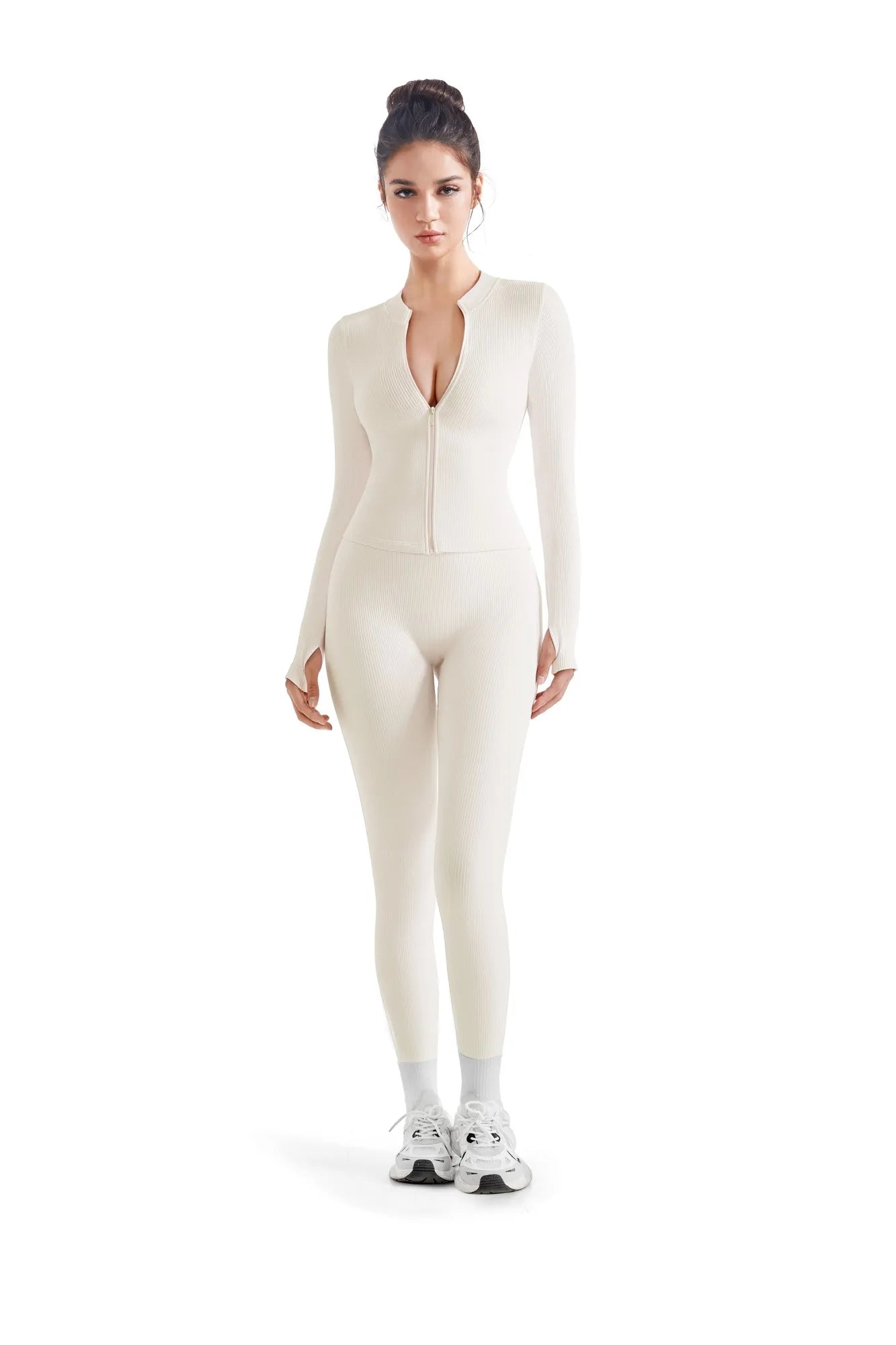 Seamless Ribbed Zip-Up Workout Set – SUUKSESS